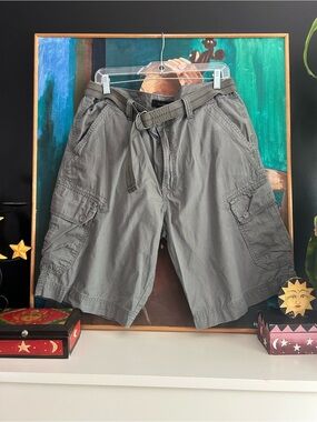 Calvin Klein Jeans Cargo Shorts 36 Grey Y2K Utility Belted Cotton CK